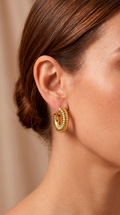 Aros Argolla Acanalada Enchape Oro 3 cms