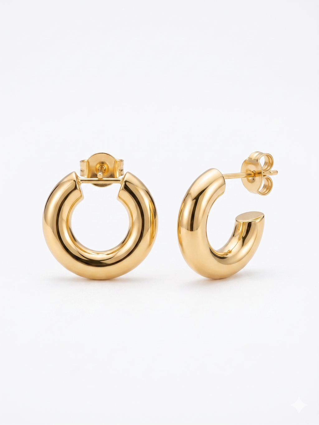 Aros Argolla Inflada Mediana Enchape Oro 2.5 cms