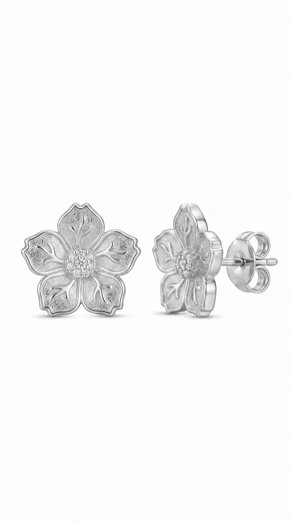 Aros Flor Plata pequeña 2.1 cms