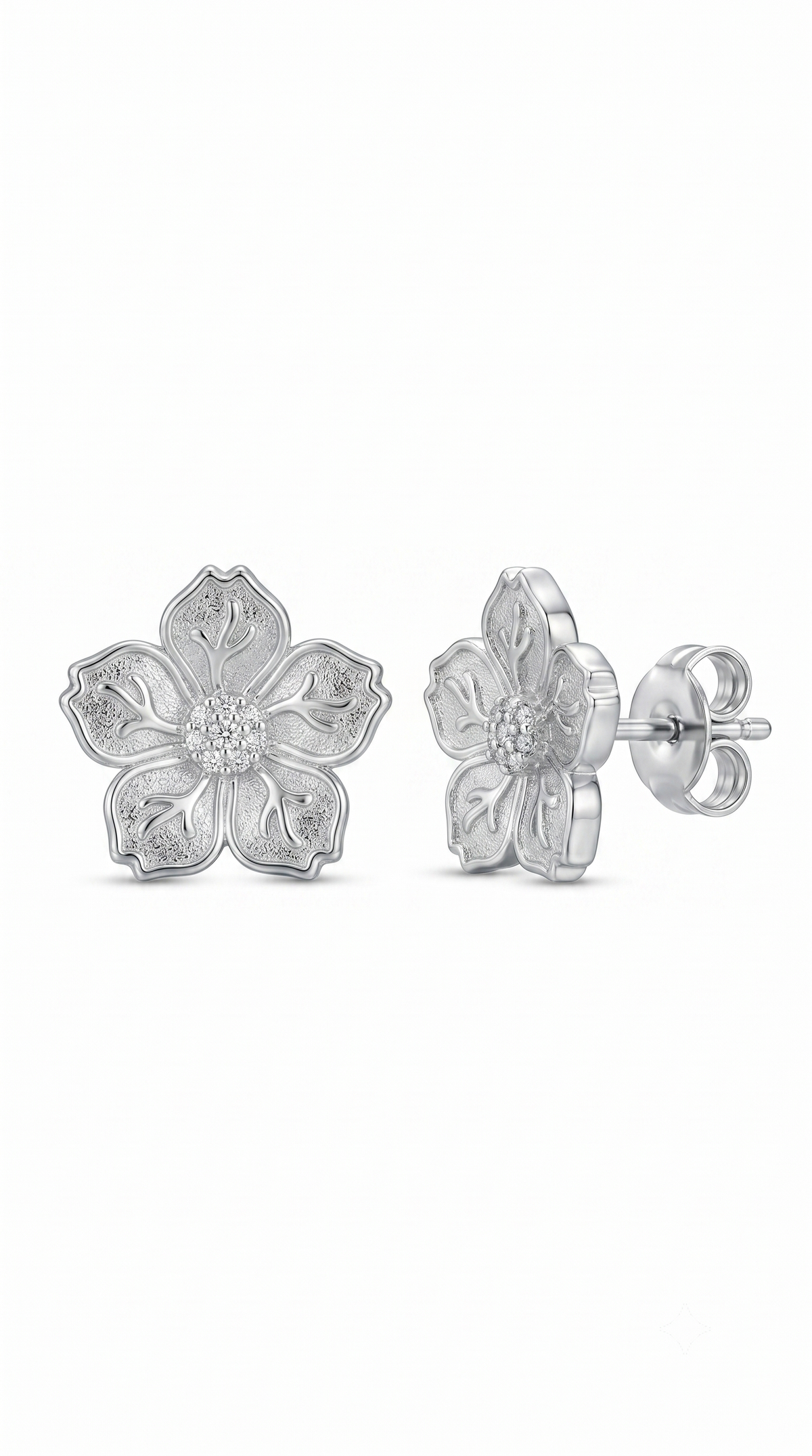 Aros Flor Plata pequeña 2.1 cms