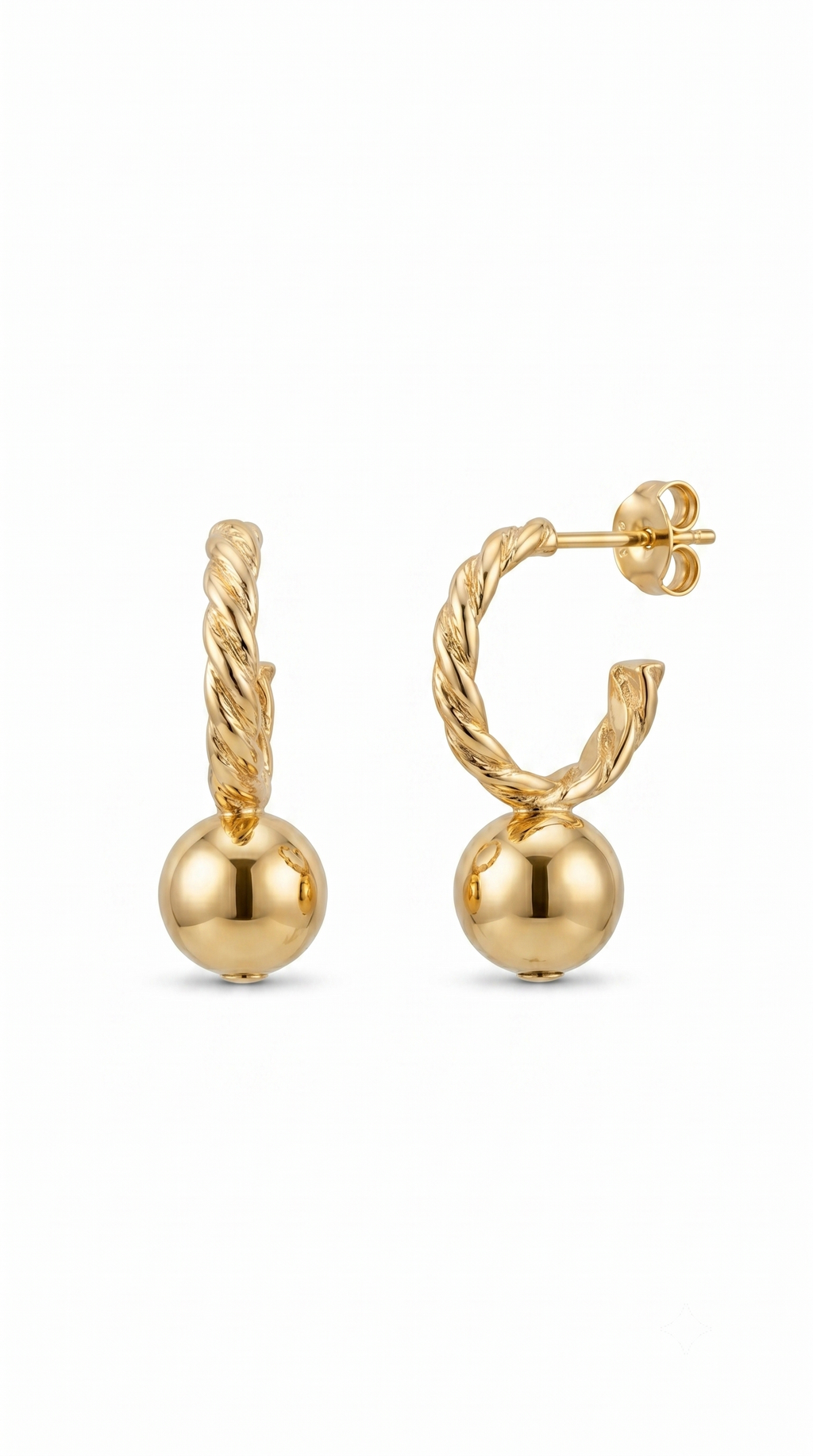 Aros Argolla tejida bola Enchape Oro 2.5 cms