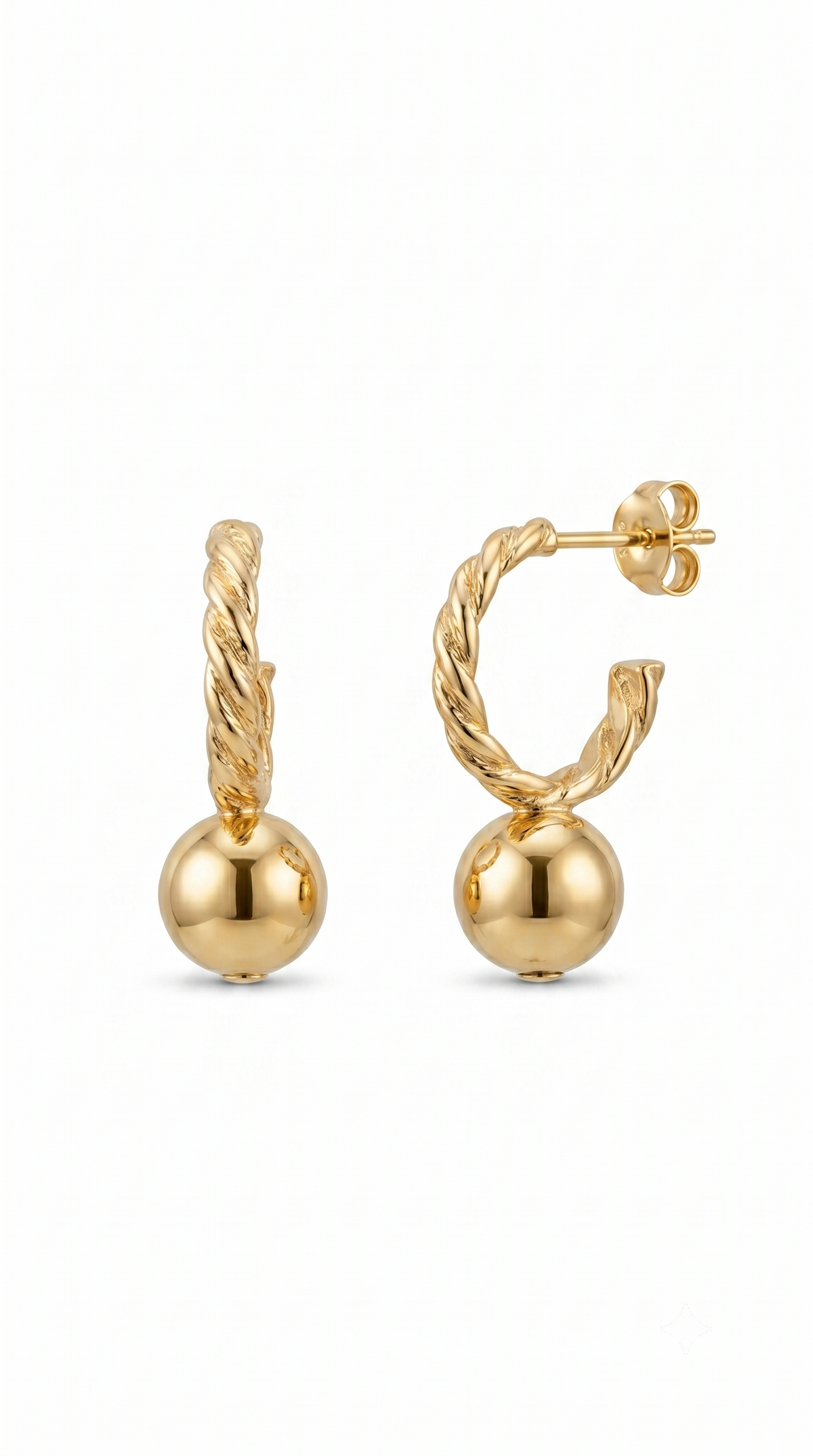 Aros Argolla tejida bola Enchape Oro 2.5 cms