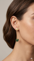 Aros Largos Racimo Verde Enchape Oro 5 cms