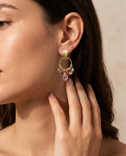 Aros Cristales y Gota Enchape Oro