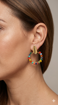 Aros Alambrismo Cristales Multicolor 3.5 cms