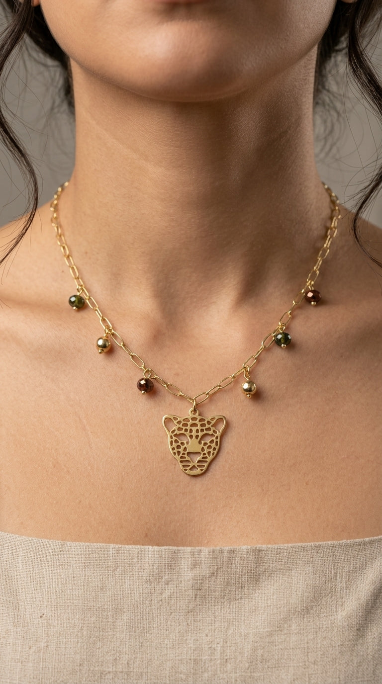 Collar Leopardo y Cristales
