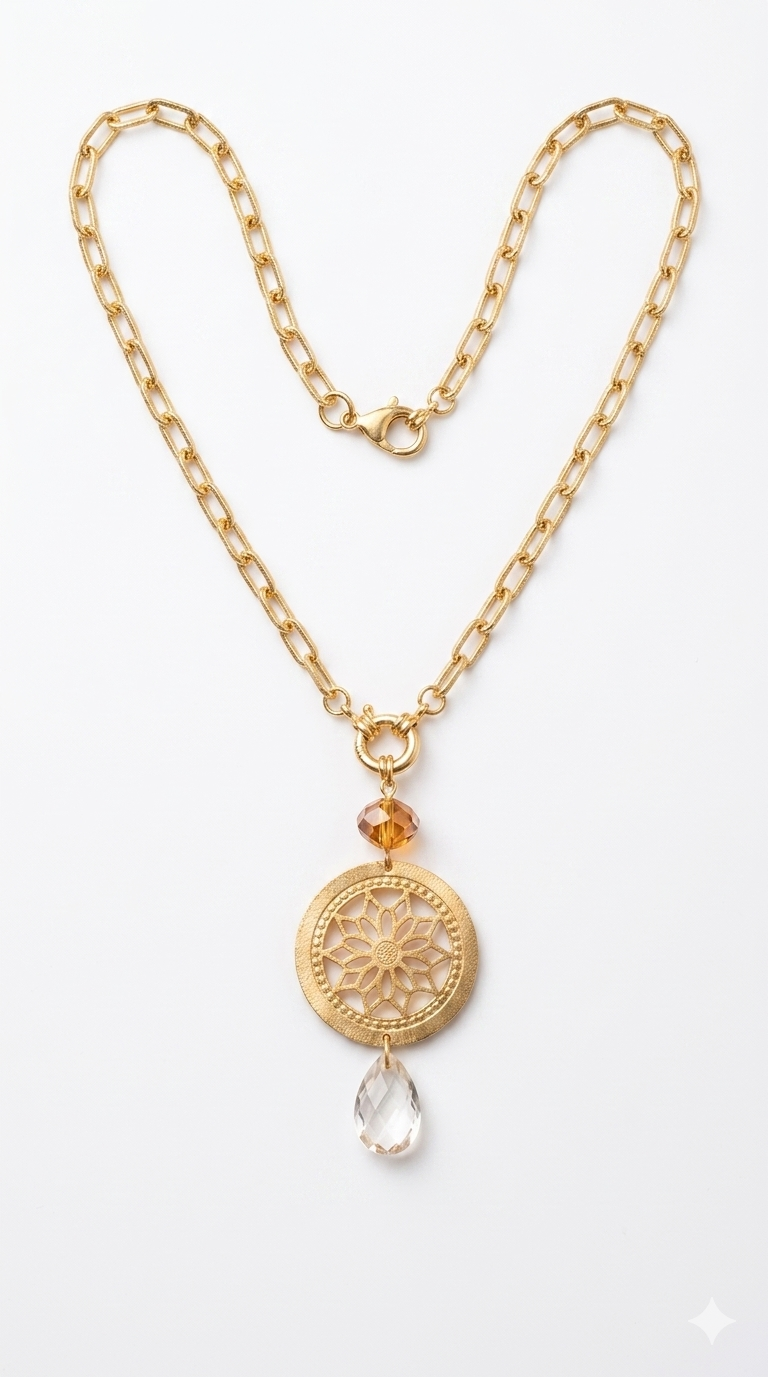 Collar Mandala y Gota Cristal