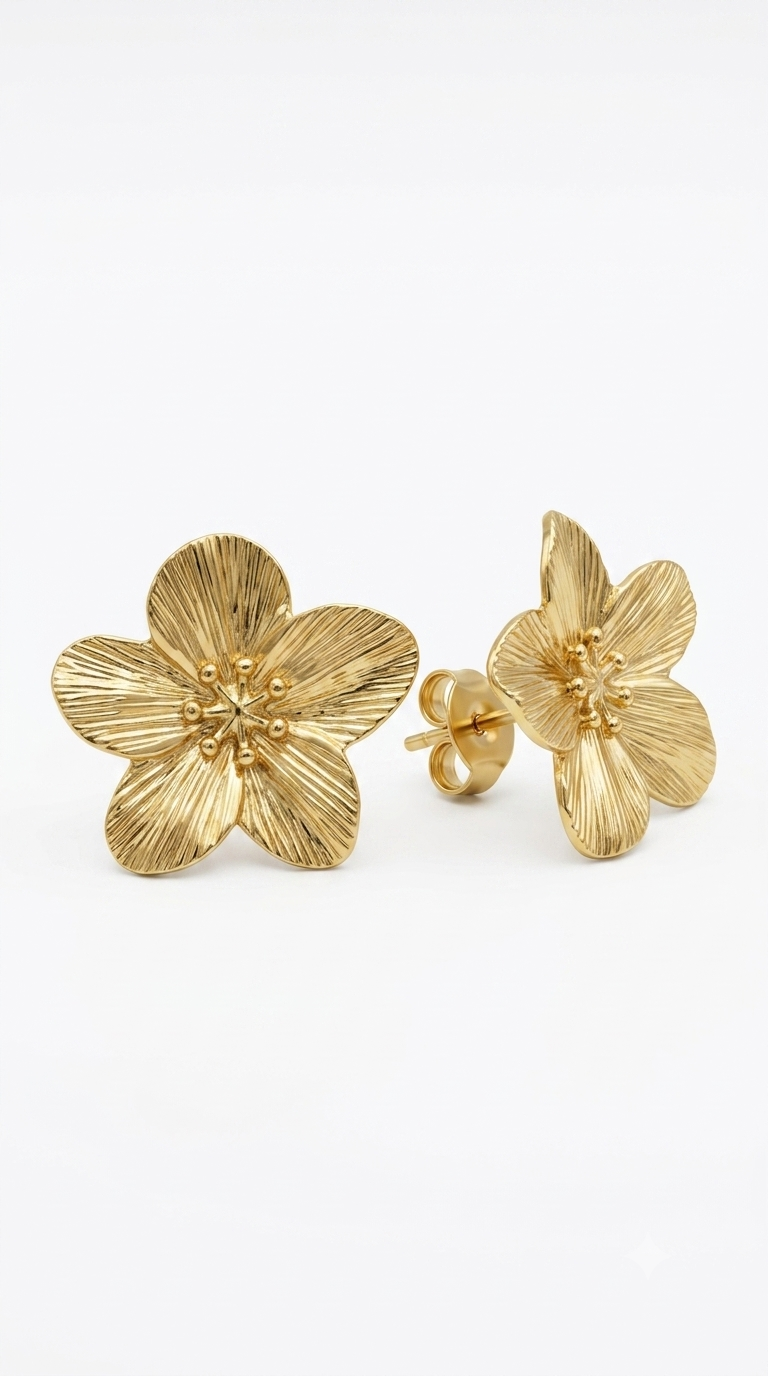 Aros Flor Enchape Oro 2.5 cms
