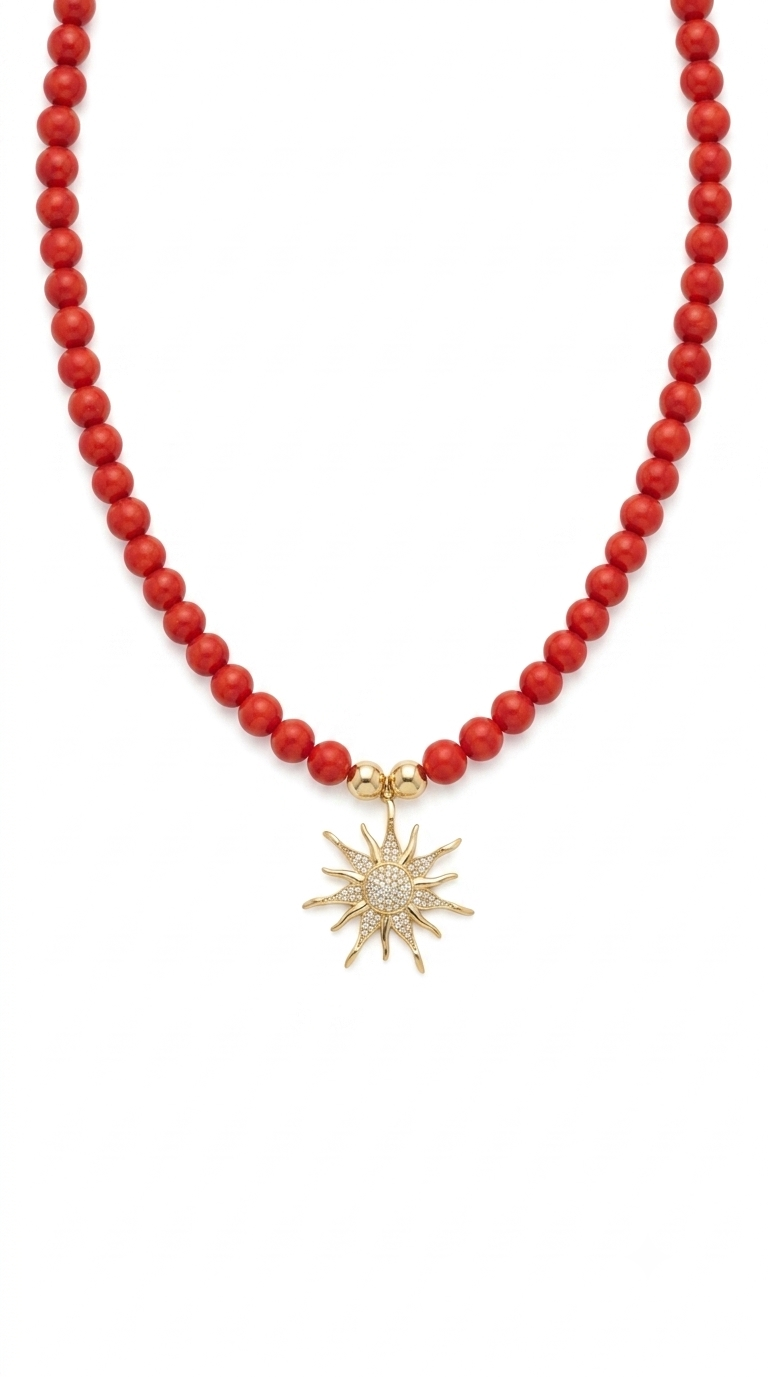 Collar Jade Rojo y Sol Microcircones