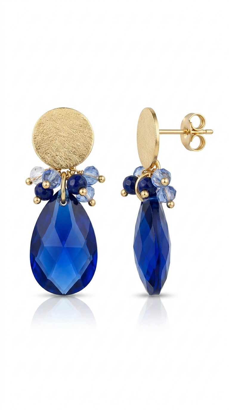 Aros Maxi Cristal Azul  3.5 cms