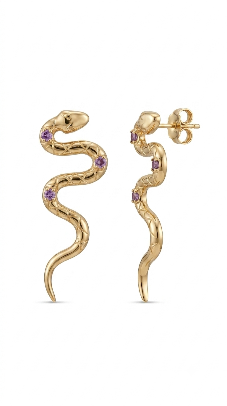 Aros Serpiente Enchape Oro 5.2 cms