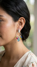 Aros Argolla Cristales y Gota Colores Enchape Plata