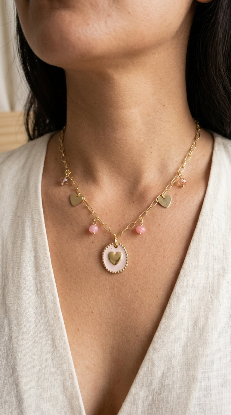 Collar Corazón Rosa