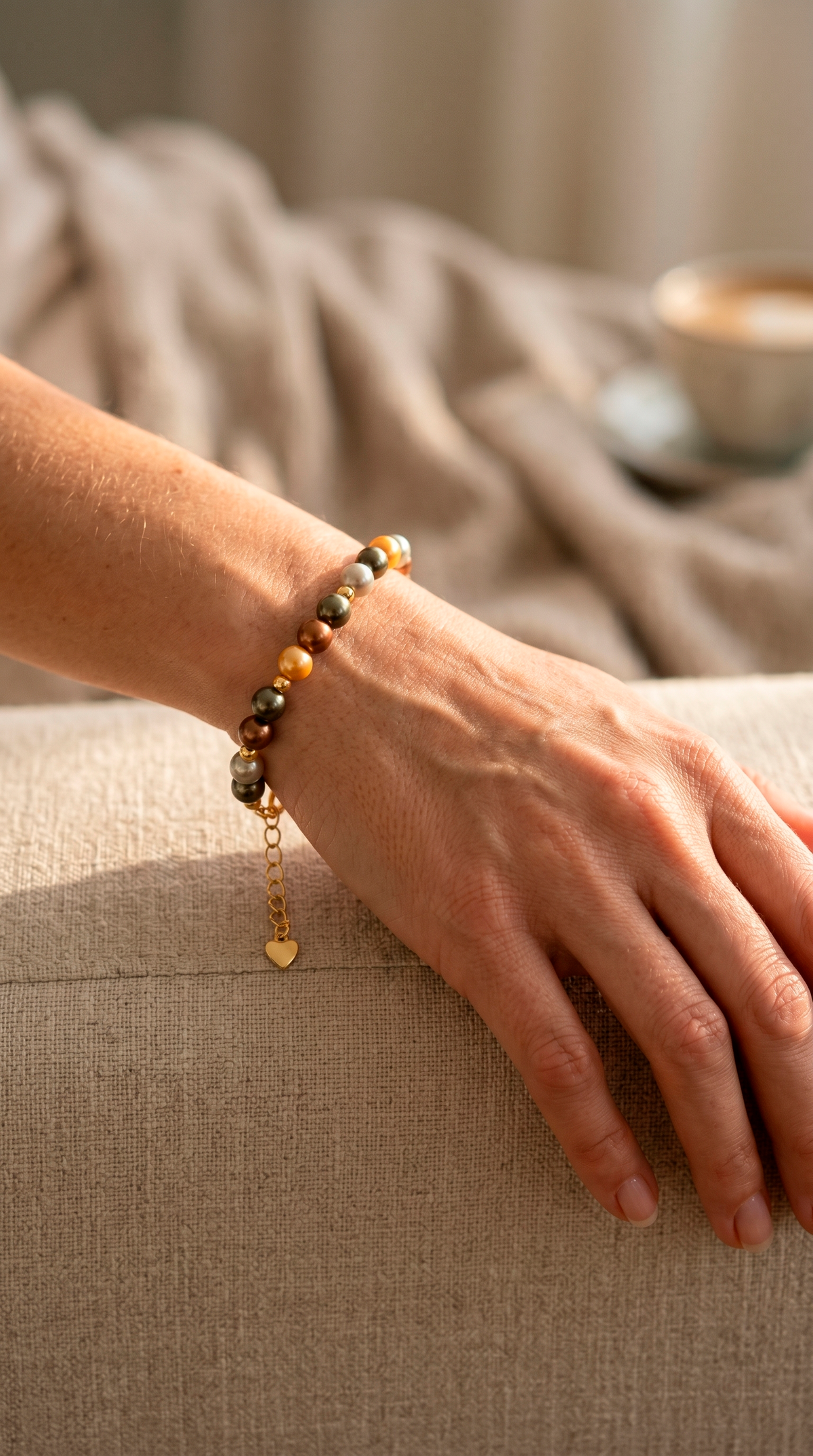 Pulsera Perlas Shell Colores Enchape Oro