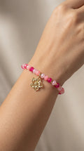 Pulsera Mix Rosado Flor Enchape Oro