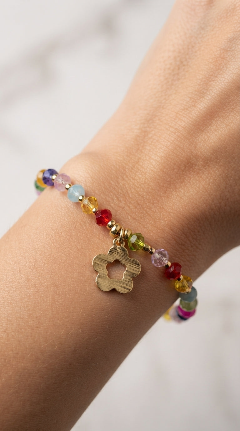 Pulsera Primavera Cristales Mix Flor