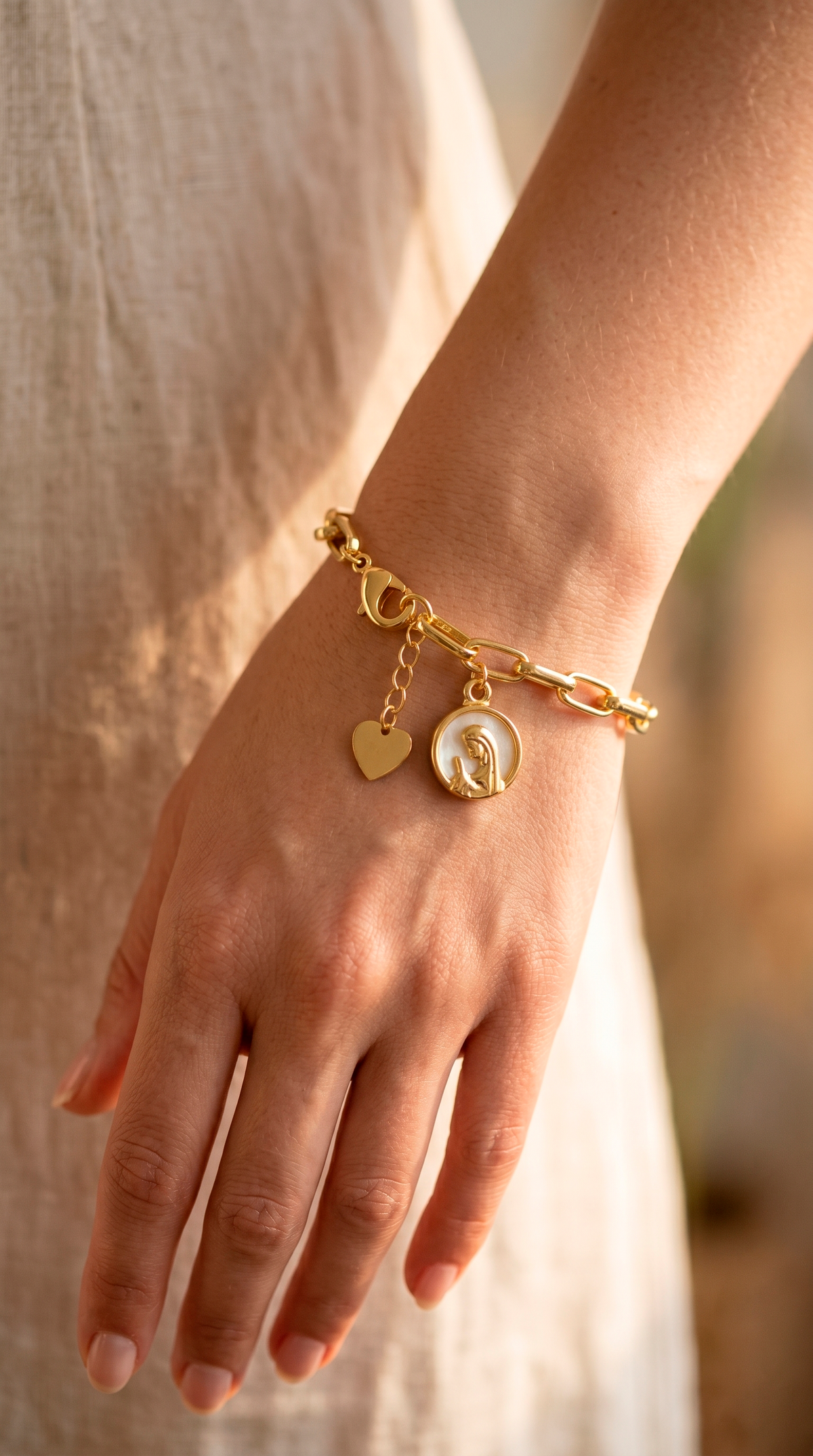 Pulsera Cadena Virgen Niña Enchape Oro