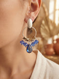Aros argolla y Cristales Azules Enchape Plata
