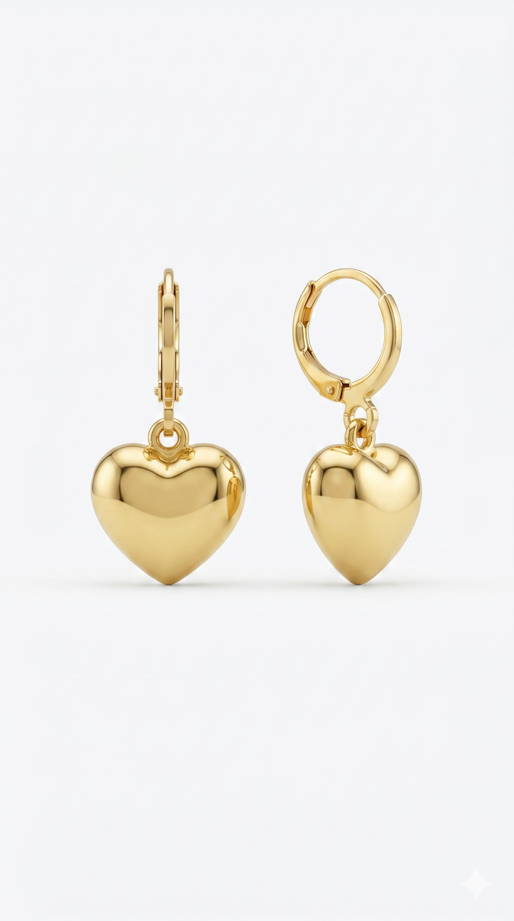 Aros Colgantes Corazón Inflado Enchape Oro 2.2 cms