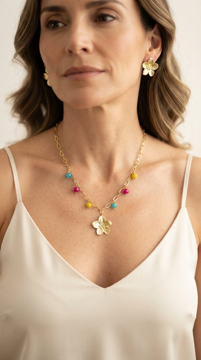 Conjunto Collar y Aros Florecer