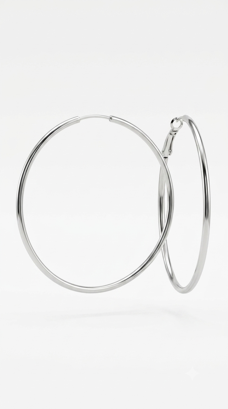 Aros Argolla Delgada Maxi Enchape Plata 6.5 cms