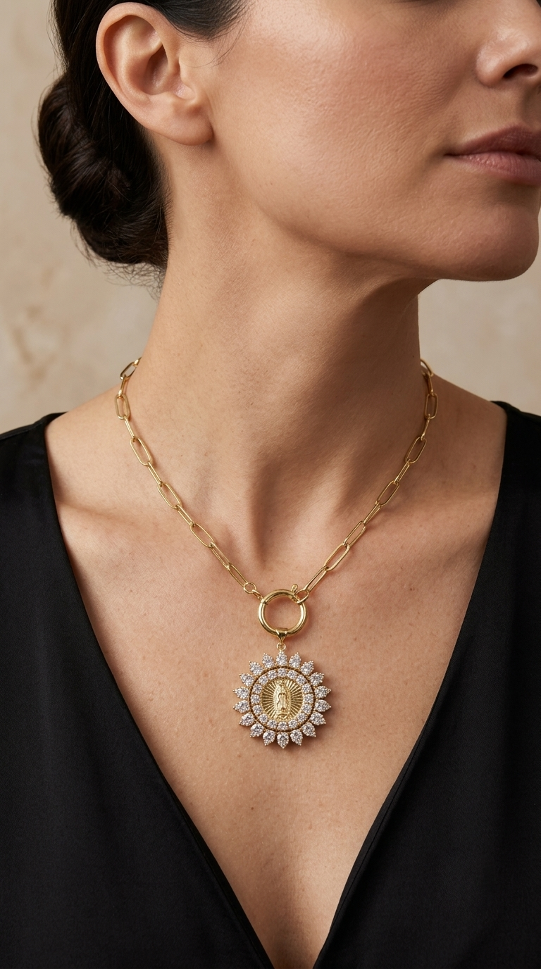 Collar Eslabones y Virgen Microcircones.