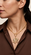 Collar Eslabones y Leopardo Microcircones Enchape Oro.