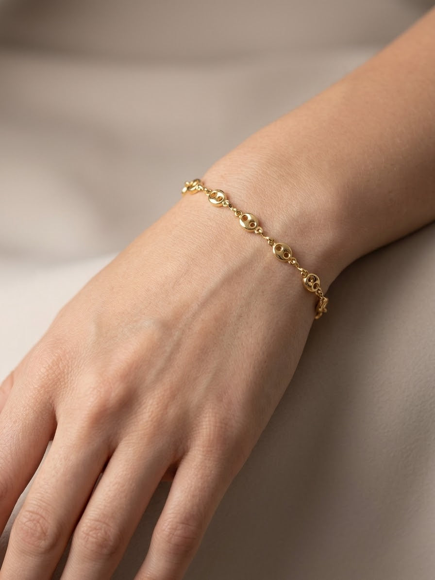 Pulsera Grano de Café Enchape Oro