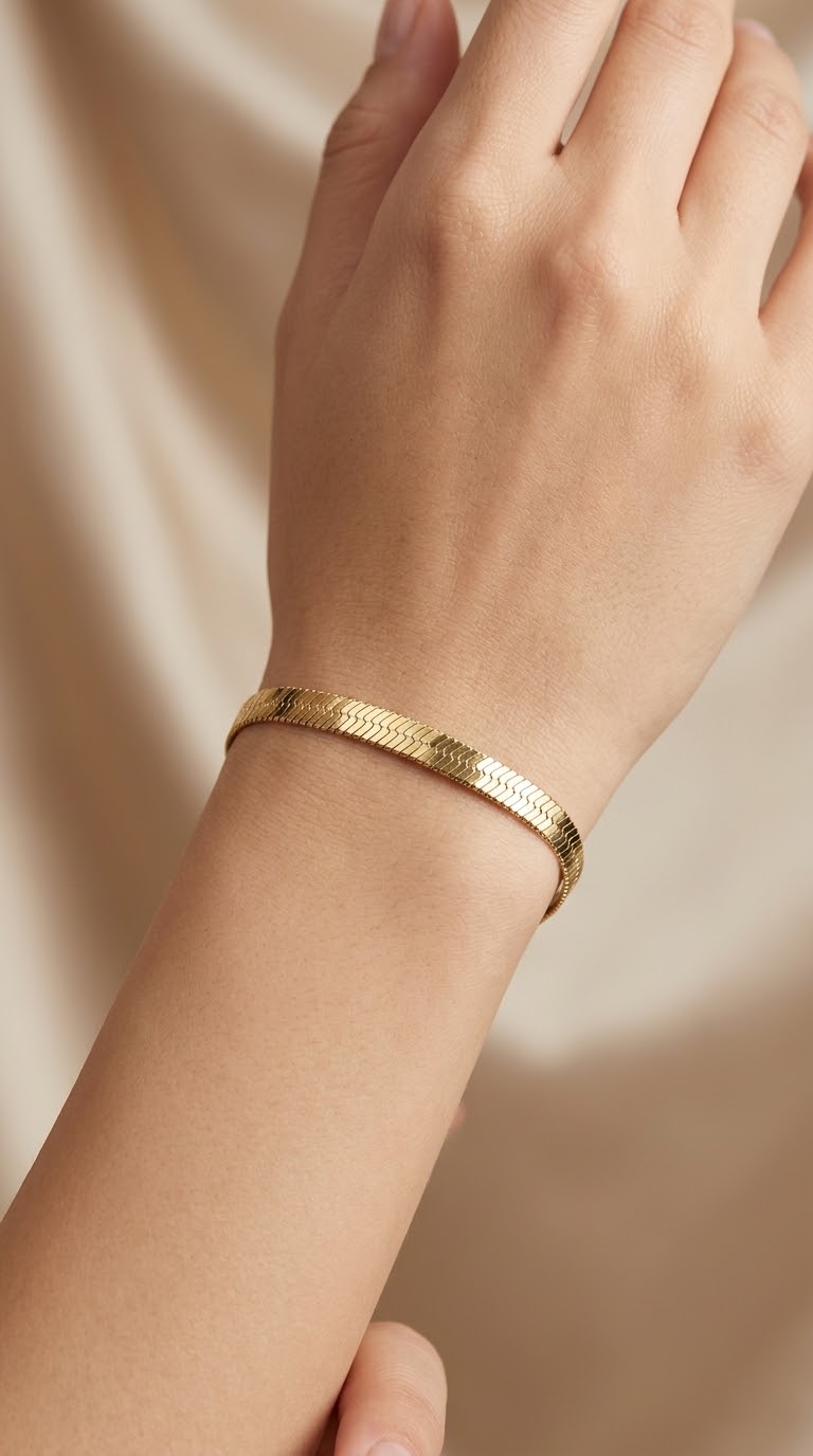 Pulsera Cinta Ancha Enchape Oro
