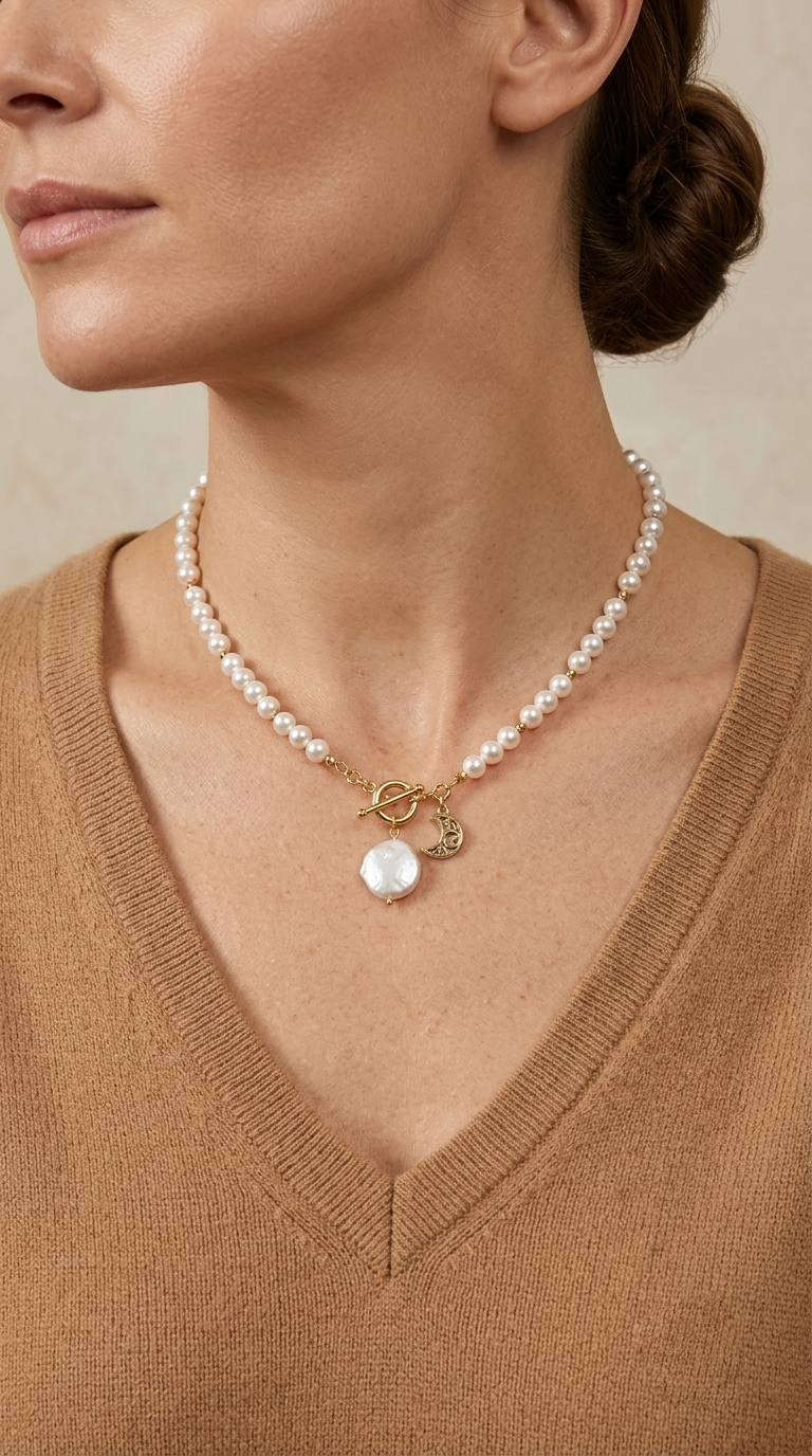 Collar perla Shell, Perla Barroca y Luna
