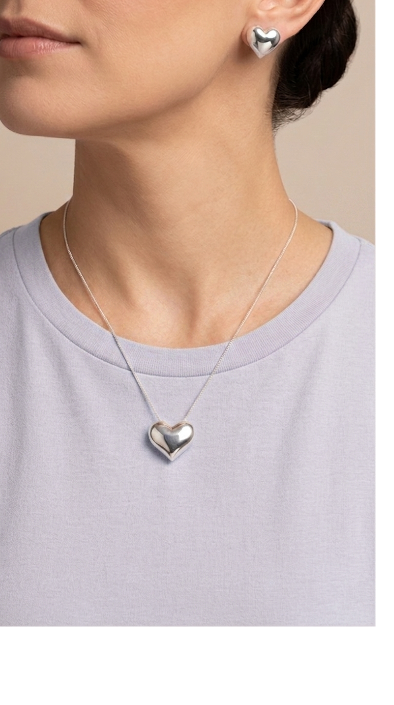 Conjunto Corazón Enchape Plata
