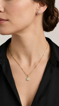 Conjunto Redondo Pequeño Microcircones Enchape Oro