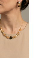 Conjunto Cuarzo Citrino Chip Enchape Oro