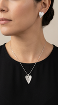 Conjunto Corazón Alargado Enchape Plata