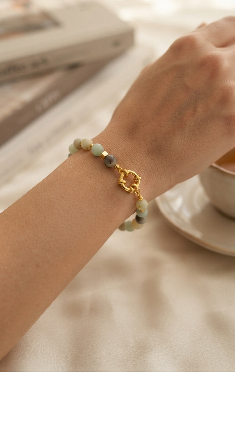 Pulsera Piedra Amazonita y Timón