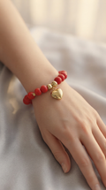 Pulsera Jade Rojo y Corazón Inflado