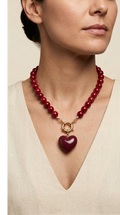 Collar Ágatas Burdeo con Corazón Resina