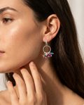 Aros Racimo Ágatas de Colores Enchape Plata