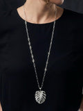 Collar largo Hoja Enchape Plata