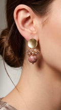 Aros Rodocrosita y Racimo Cristales Enchape Oro