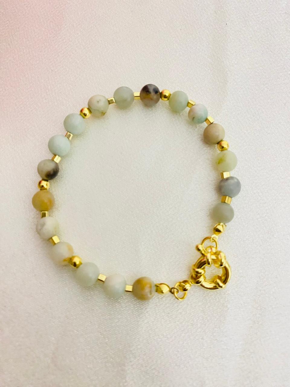 Pulsera Piedra Amazonita y Timón
