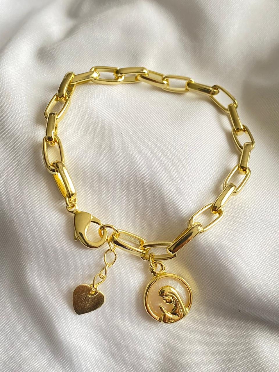 Pulsera Cadena Virgen Niña Enchape Oro
