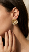 Aros Maxi Flor Enchape de Oro 3.7 cms