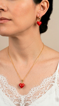 Conjunto Corazón Rojo Enchape Oro