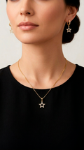 Conjunto Estrella Microcircones Enchape oro