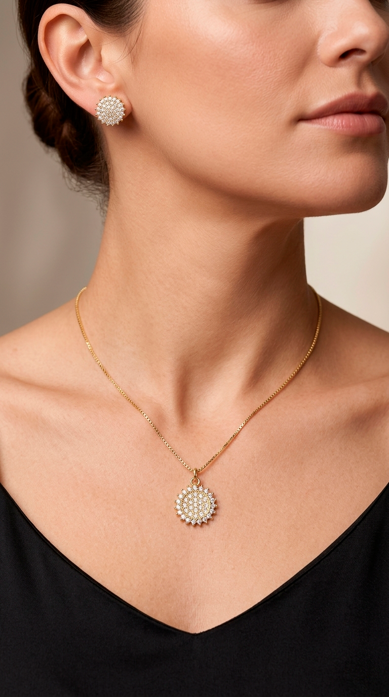 Conjunto Sol de Microcircones - Enchape Oro