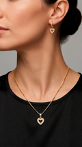 Conjunto Corazón Microcircones - Enchape Oro