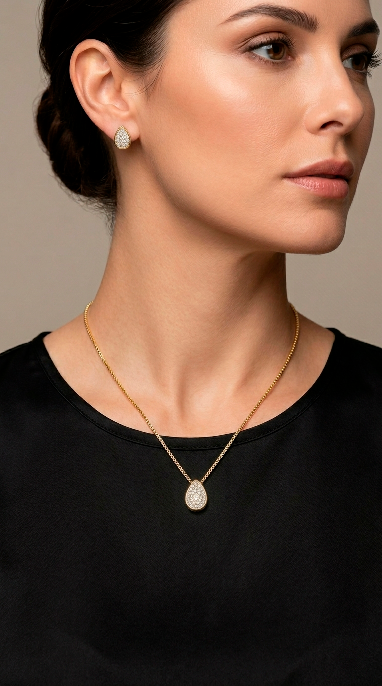 Conjunto Gota Microcircones - Enchape Oro