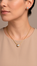 Conjunto Cristal Corazón - Enchape Oro