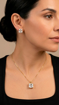 Conjunto Cristal Cuadrado - Enchape Oro